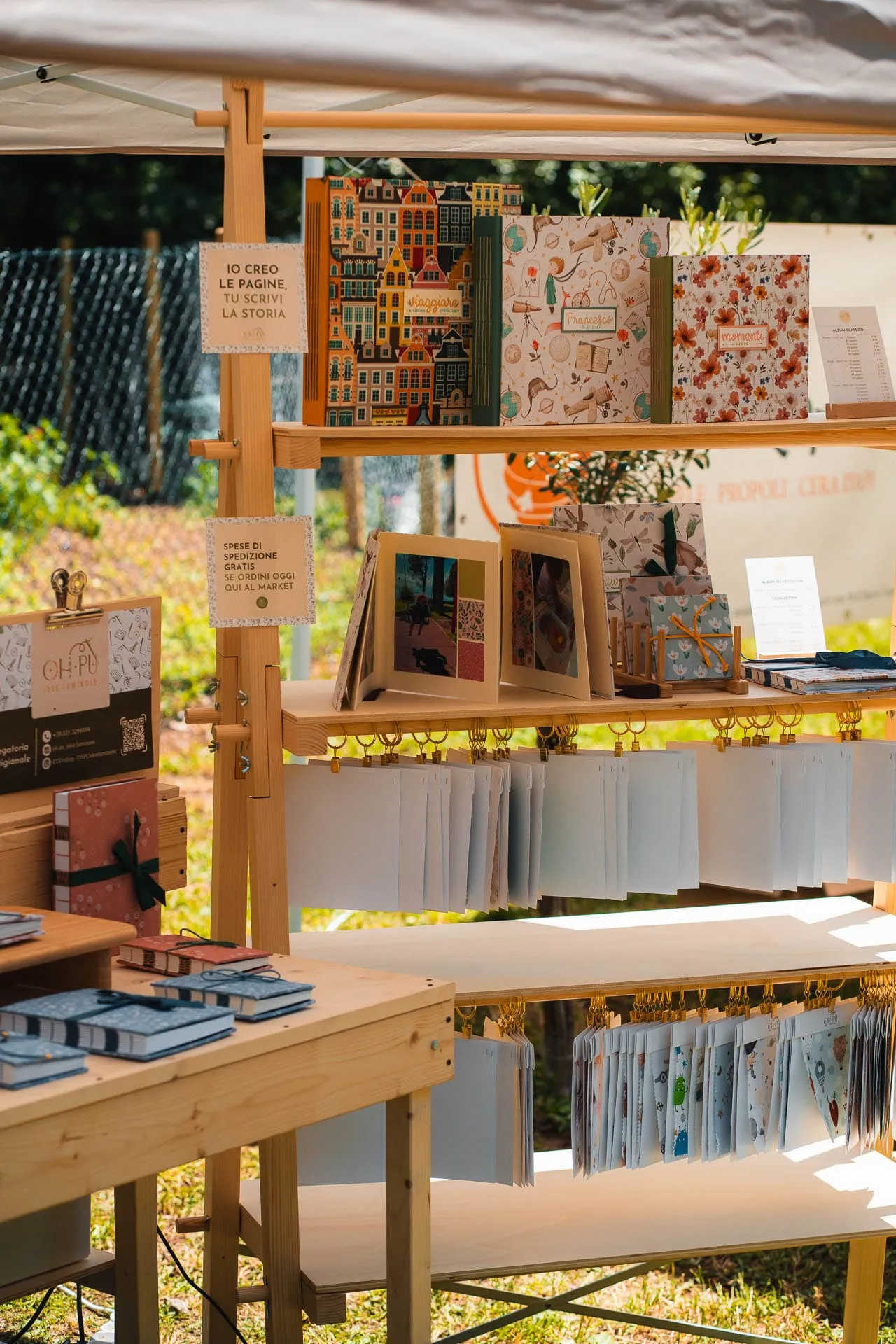 A stall of notebooks and handmade stationery