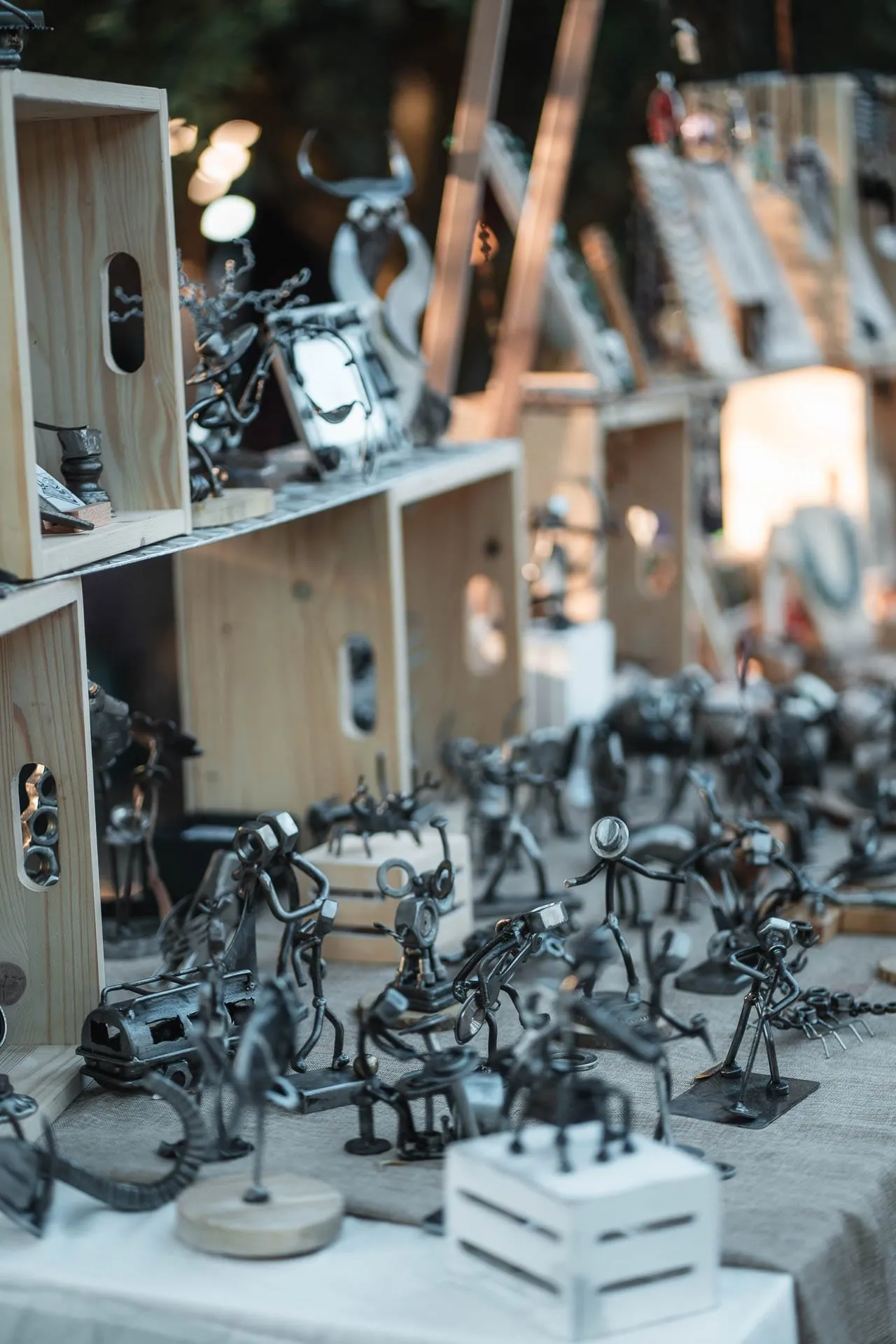Small sculptures made from salvaged metal
